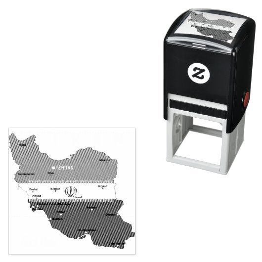 イランの地図と国旗と国章 セルフインキングスタンプ (インサイチュ)