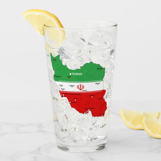 イランの地図と国旗と国章 タンブラーグラス (アイス正面)