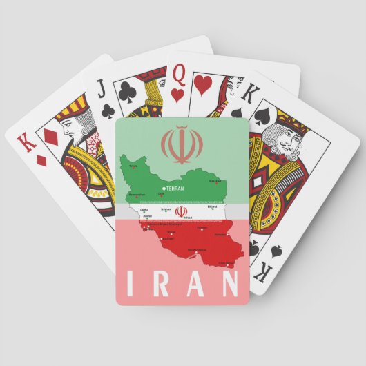 イランの地図と国旗と国章 トランプ (裏面)