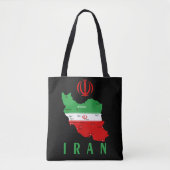 イランの地図と国旗と国章 トートバッグ (正面)