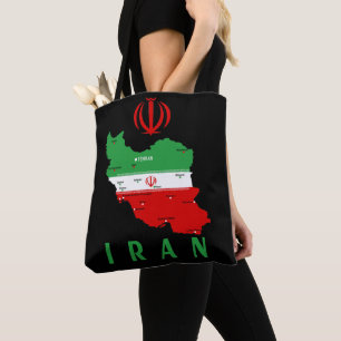 イランの地図と国旗と国章 トートバッグ