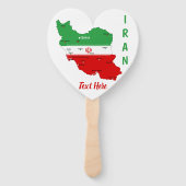 イランの地図と国旗と国章 ハンドファン (正面)