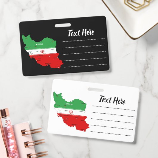 イランの地図と国旗と国章 バッジ (オフィス)
