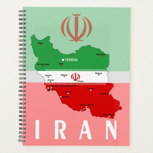 イランの地図と国旗と国章 プランナー手帳 (正面)