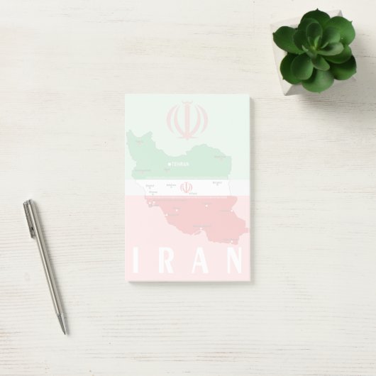 イランの地図と国旗と国章 ポストイット (オフィス)
