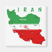 イランの地図と国旗と国章 マグネット (正面)