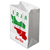 イランの地図と国旗と国章 ミディアムペーパーバッグ (正面アングル)