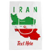 イランの地図と国旗と国章 ミディアムペーパーバッグ (裏面)