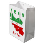 イランの地図と国旗と国章 ミディアムペーパーバッグ (裏面アングル)