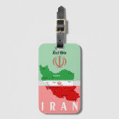 イランの地図と国旗と国章 ラゲッジタグ (正面縦)