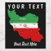イランの地図と国旗と国章 ワインラベル (シングルラベル)