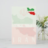 イランの地図と国旗と国章 便箋 (スタンド正面)