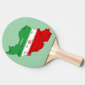 イランの地図と国旗と国章 卓球ラケット (横)
