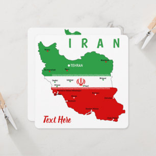 イランの地図と国旗と国章 招待状