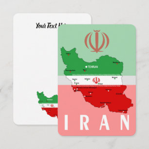 イランの地図と国旗と国章 招待状