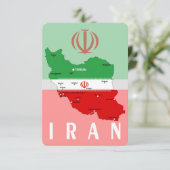 イランの地図と国旗と国章 招待状 (スタンド正面)
