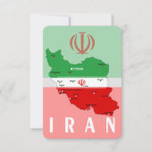 イランの地図と国旗と国章 招待状 (正面)