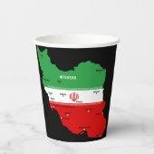 イランの地図と国旗と国章 紙コップ (正面)