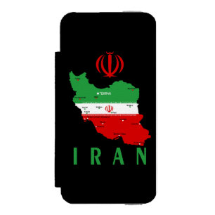 イランの地図と国旗と国章 iPhone SE/5/5sウォレットケース