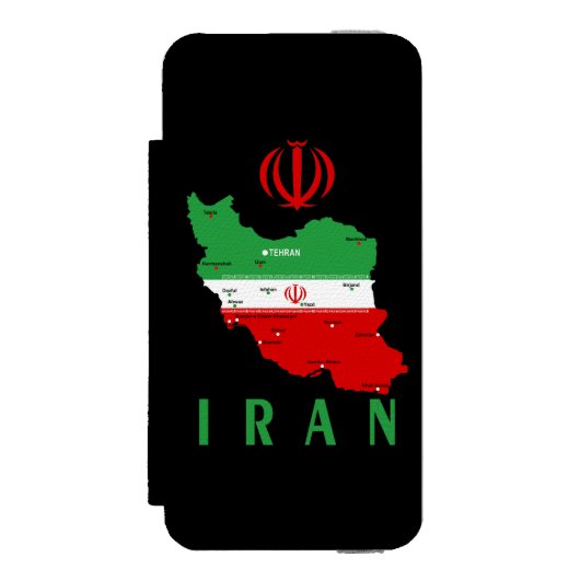 イランの地図と国旗と国章 INCIPIO iPhoneウォレットケース (フォリオ 正面)
