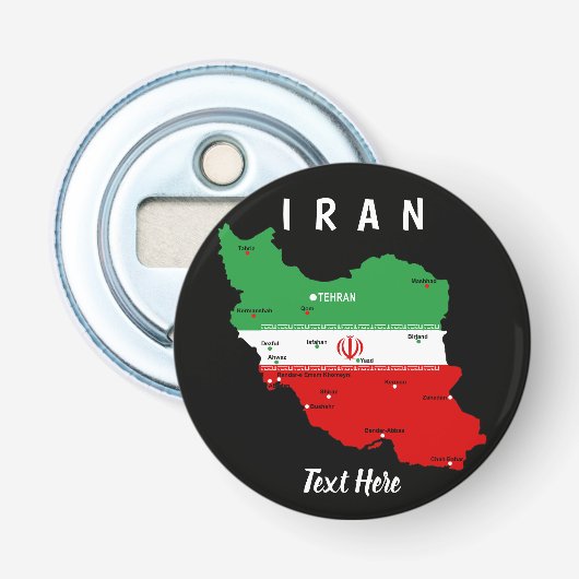 イランの地図と国旗・国章 栓抜き (正面)