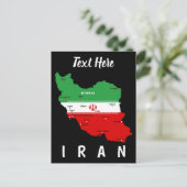 イランの地図（国旗と紋章付き） シーズンポストカード (スタンド正面)