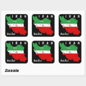 イランの地図（国旗と紋章付き） スクエアシール (シート)