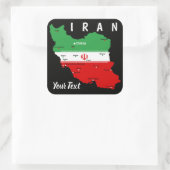 イランの地図（国旗と紋章付き） スクエアシール (バッグ)