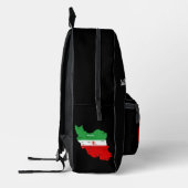 イランの地図(国旗と紋章付き) プリントバックパック (左)