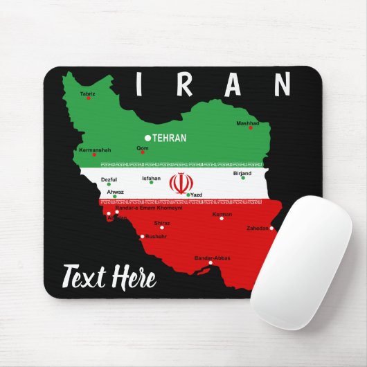 イランの地図（国旗と紋章付き） マウスパッド (マウス)