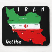 イランの地図（国旗と紋章付き） マウスパッド (正面)