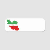 イランの地図（国旗と紋章付き） 名札 (正面)