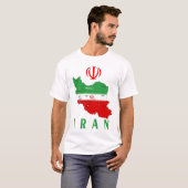 イランの地図（国旗と紋章付き） Tシャツ (正面フル)
