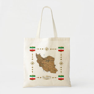 イランの地図 + 旗のバッグ トートバッグ