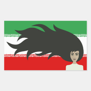 イランの女性は自由のために戦う、自由な髪 長方形シール