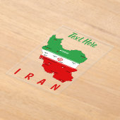 イランの旗とエンブレム付き地図 アクリル招待状 (レイダウン)