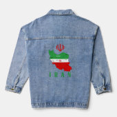 イランの旗とエンブレム付き地図 デニムジャケット (裏面)
