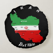 イランの旗とエンブレム付き地図 ラウンドクッション (裏面)
