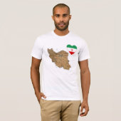 イランの旗のハートおよび地図のTシャツ Tシャツ (正面フル)