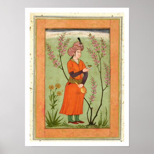 イランの王子姿カップとフラスコを保持， c ポスター (正面)