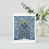 イランの美しい青モザイクタイル祈りの言葉ニッチ ポストカード (スタンド正面)