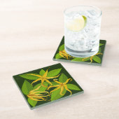 イランイランエキゾチックな香りの花 ガラスコースター (アングル)