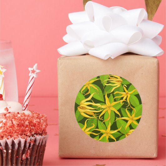 イランイランエキゾチックな香りの花 ラウンドシール (パーティー)