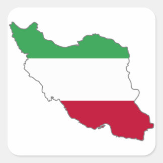 イラン三色国旗の地図 スクエアシール