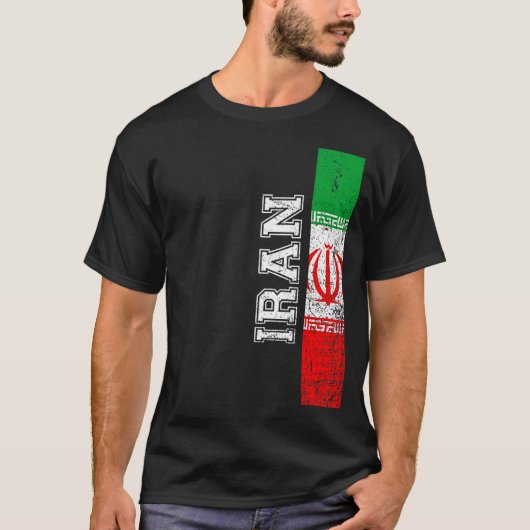 イラン伝統プライド国支援イラン国旗 Tシャツ (正面)