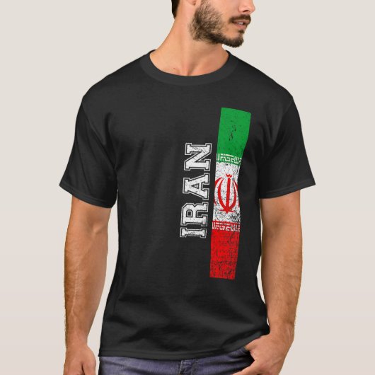 イラン伝統プライド国支援イラン国旗 Tシャツ (正面)