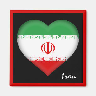 イラン国旗とイランハート、イラン旅行/スポーツ マグネット