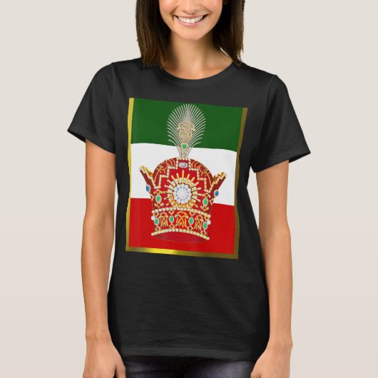 イラン国旗とパフラヴィ王冠 Tシャツ (正面)
