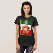 イラン国旗とパフラヴィ王冠 Tシャツ (正面フル)