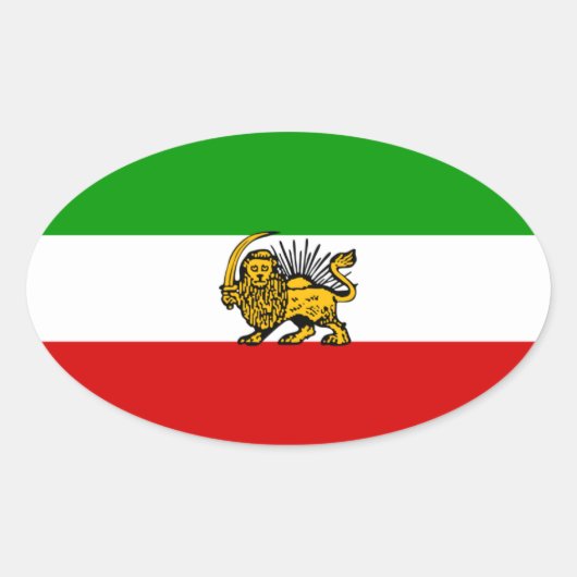 イラン国旗と日国旗 楕円形シール (正面)